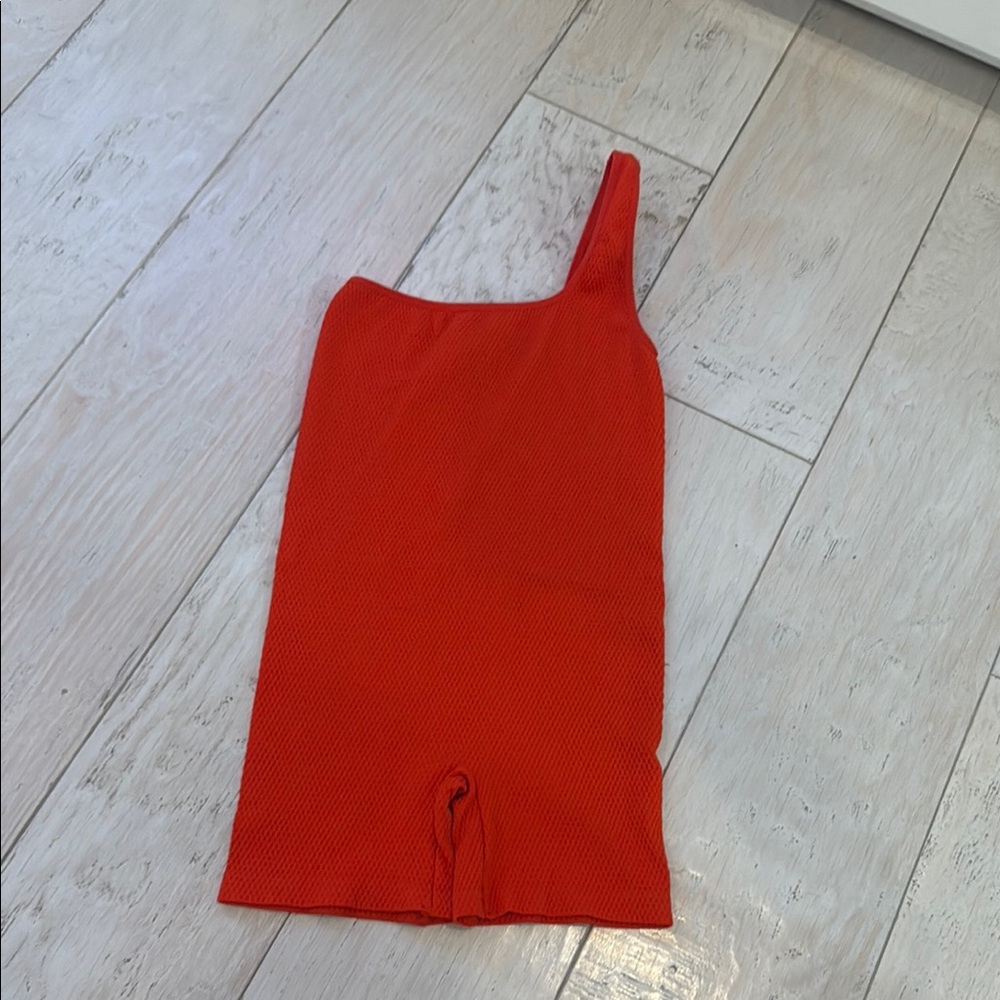 Zara Red One-Shoulder Romper
